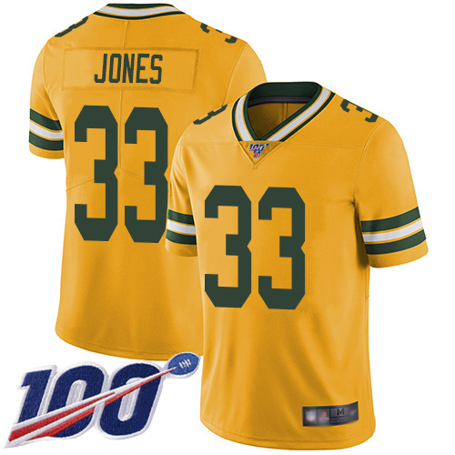 Green Bay Packers Limited Gold Men 33 Jones Aaron Jersey Nike NFL 100th Season Rush Vapor Untouchable